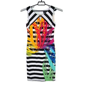Womens Frank Lyman Multicolor Striped Sleeveless Sheath Dress Polyester Size 6
